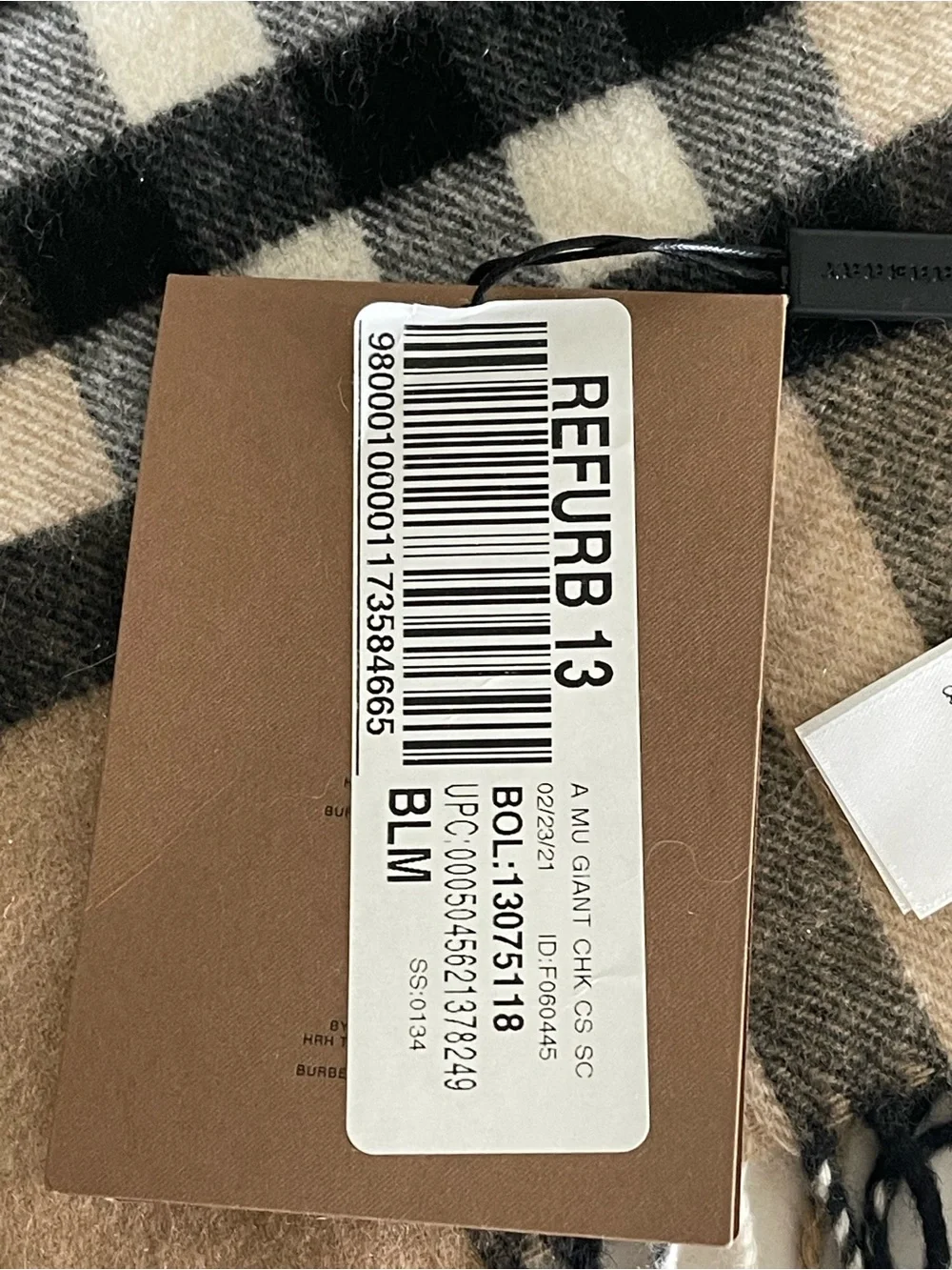 BURBERRY London CHECK CASHMERE 100% SCARF ARCHIVE BEIGE Size 168 X30 CM $470 NWI